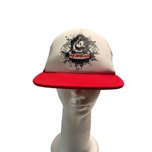 Jasido Red/ White Trucker Style Hat Adjustable Snapback NEW w/Tag Skull/Spatters